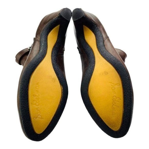 Sam Edelman Maddox Leather Booties Cone Heel 7.5 Ankle Side Zip Buckle Booties - Picture 9 of 9